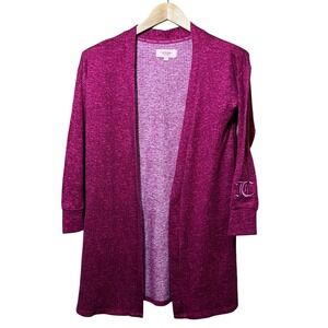 Small Juicy Couture Long Sleeve Open Front Cardigan Duster Magenta Pink Robe